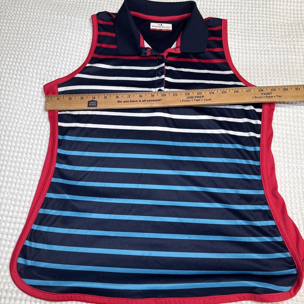 Womens Large Sleeveless Golf Polo Shirts Lot of 2 Plaid Stripe Athletic Stretch - Picture 12 of 15